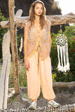 POL Button Up Cut Sew Crochet Patches Vintage Wash Vest - Trendsi