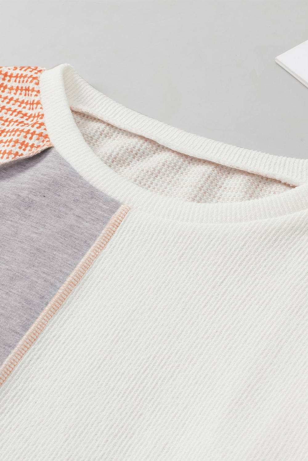 Exposed Seam Color Block Round Neck Top - Trendsi - Flyclothing LLC