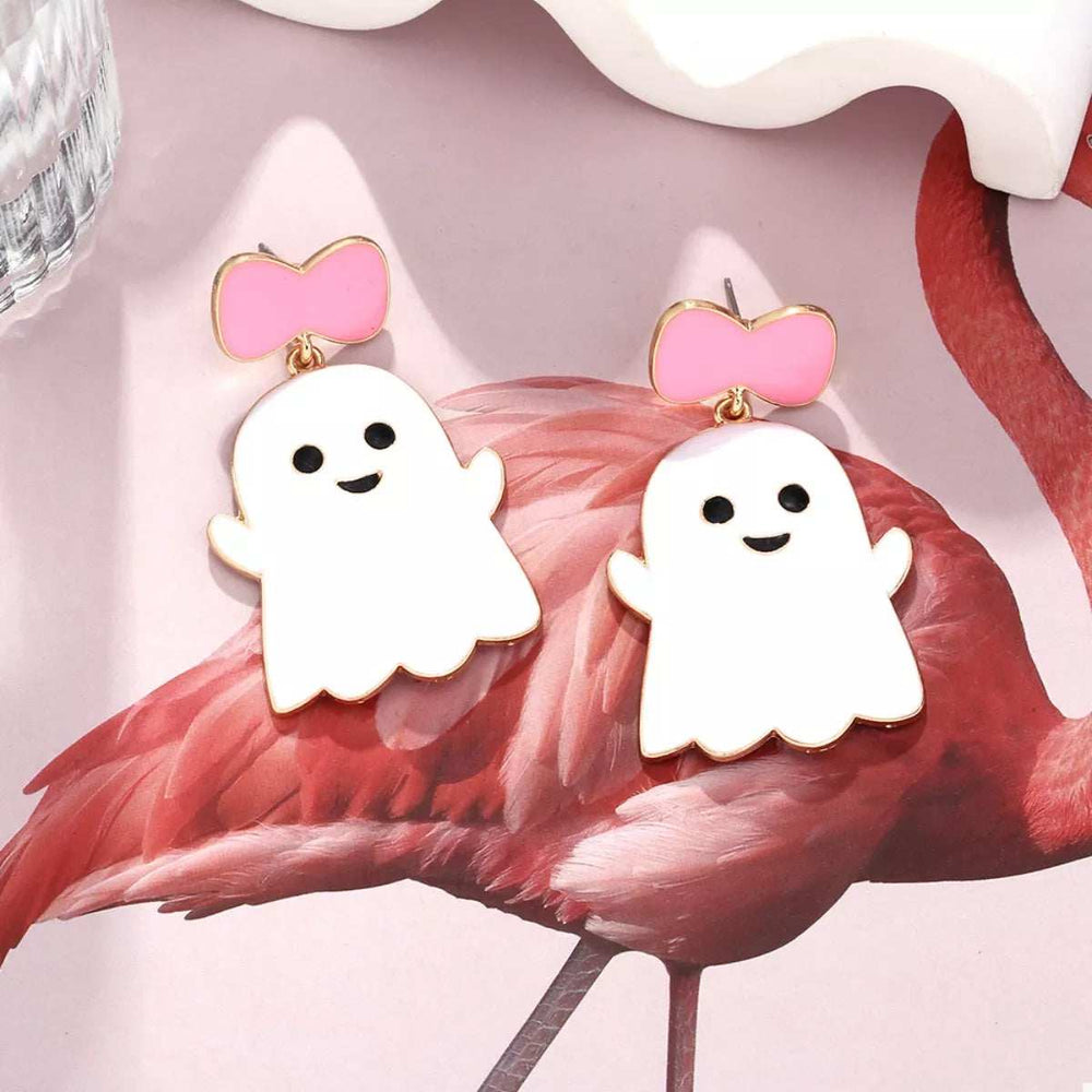 Halloween Ghost Dangle Earrings with Bow - Trendsi - Flyclothing LLC