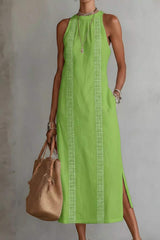 Sleeveless Side Slit Dress with Pockets - Trendsi - Flyclothing LLC