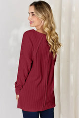 Basic Bae Full Size Ribbed Round Neck Slit T-Shirt - ShopBasicbae - Flyclothing LLC