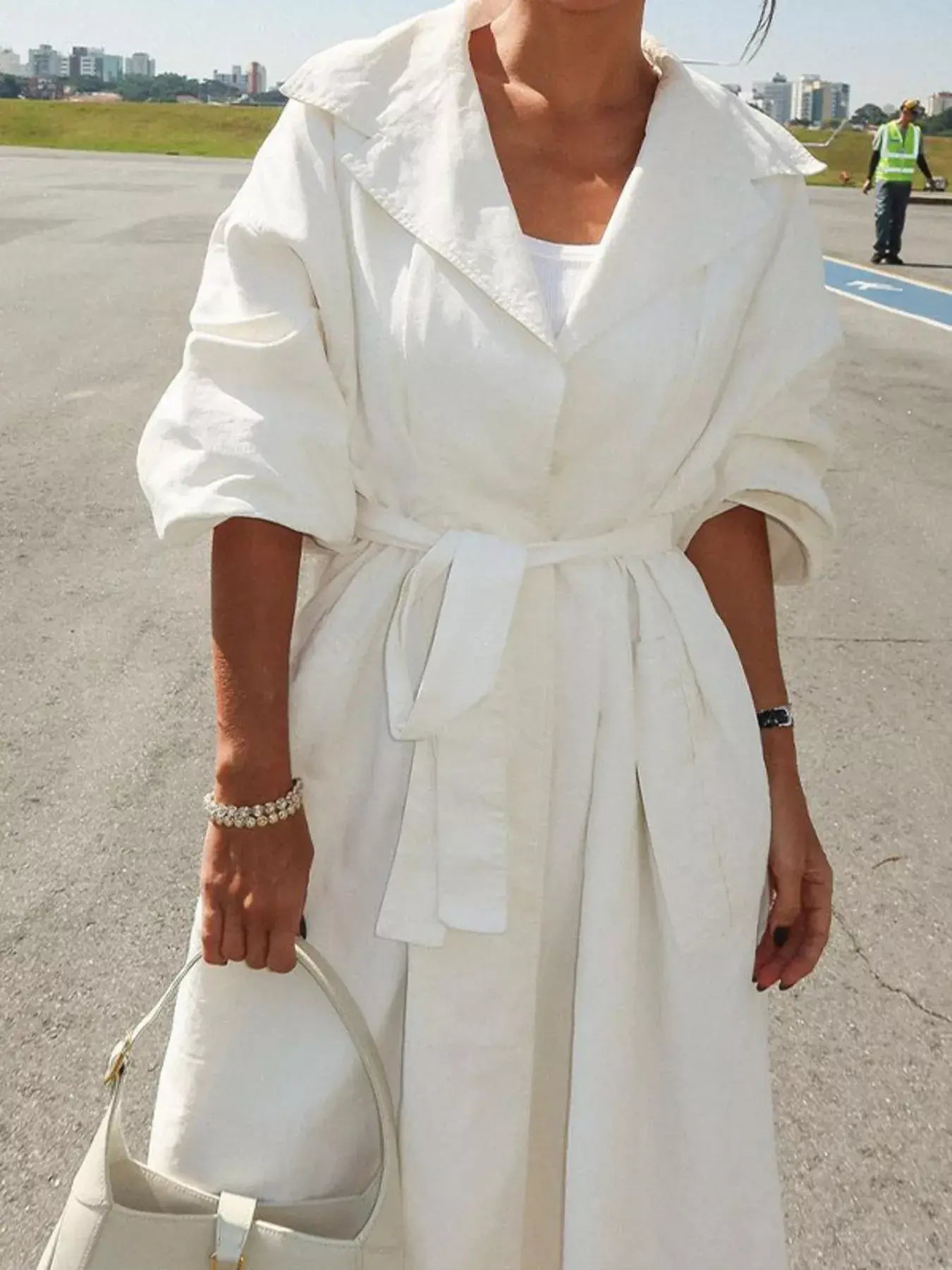 Tie Waist Midi Shirt Dress - Trendsi - Flyclothing LLC