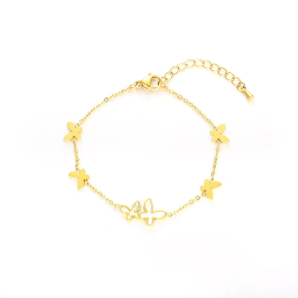 18K Gold-Plated Butterfly Charm Bracelet - Trendsi - Flyclothing LLC