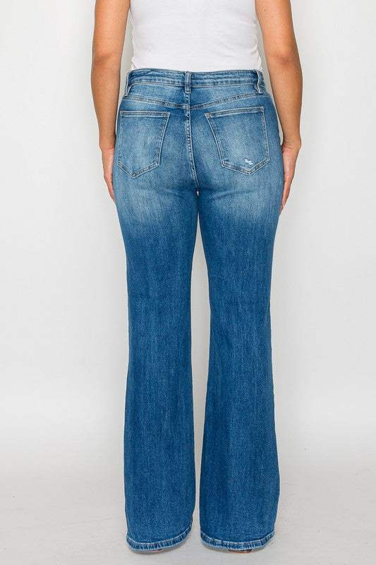 bytos Full Size Distressed High Rise Jeans with Pockets - Trendsi - Flyclothing LLC