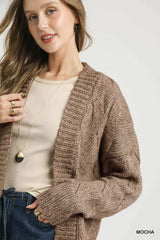 Umgee Chunky Cable Knit Open Front Cardigan - Trendsi - Flyclothing LLC