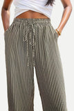 Drawstring Striped Elastic Waist Pants - Trendsi