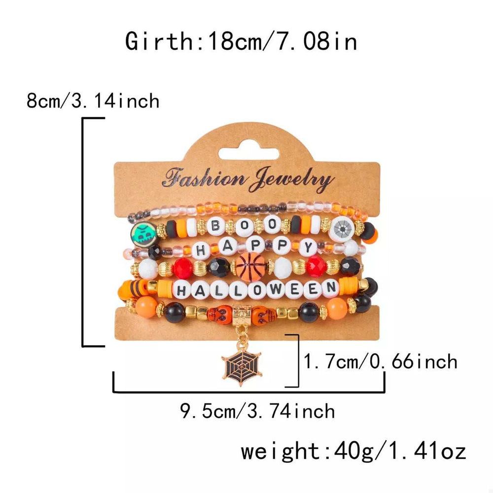 6 Piece Halloween Letter Beaded Bracelet - Trendsi - Flyclothing LLC