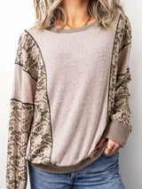 Floral Print Round Neck Long Sleeve Shift Top - Trendsi - Flyclothing LLC