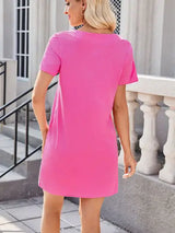 Lovelet Square Neck Short Sleeve Mini Tee Dress - Trendsi - Flyclothing LLC