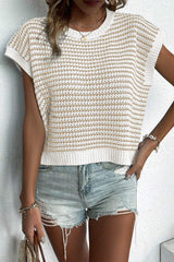 Striped Round Neck Sweater Vest - Trendsi - Flyclothing LLC