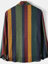 Men's Full Size Contrast Striped Button Down Shirt Plus Size - Trendsi - Flyclothing LLC