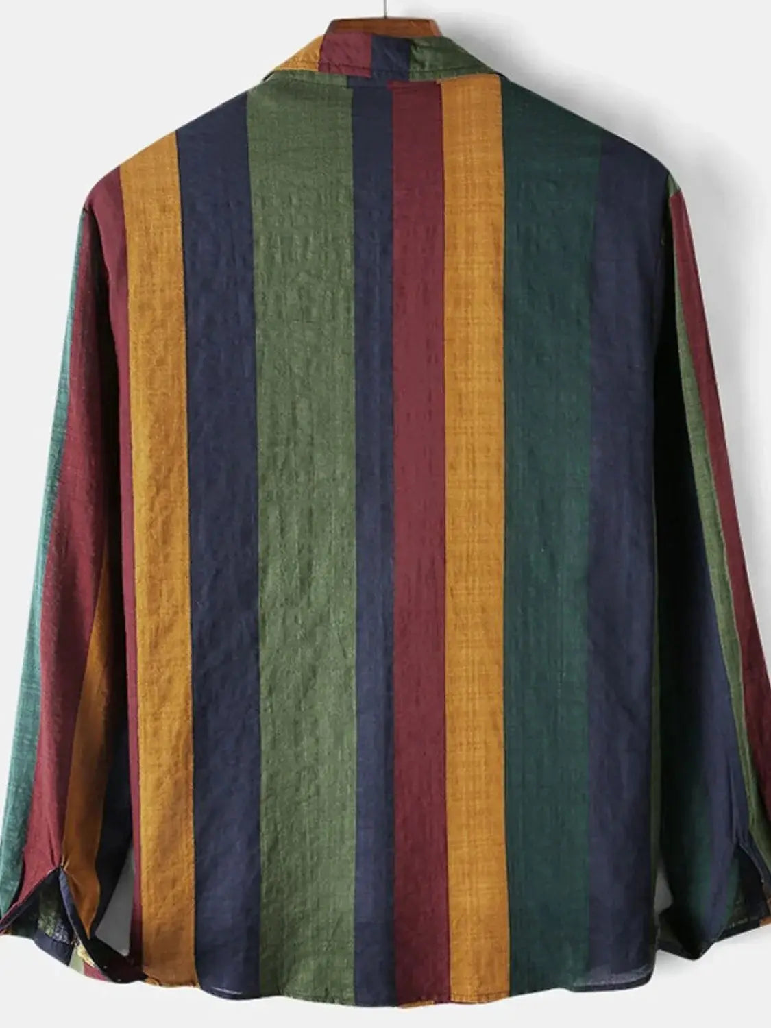 Men's Full Size Contrast Striped Button Down Shirt Plus Size - Trendsi - Flyclothing LLC
