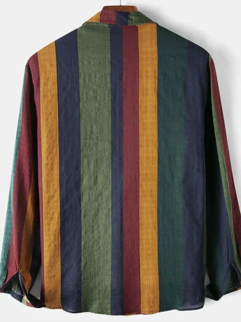 Men's Full Size Contrast Striped Button Down Shirt Plus Size - Trendsi - Flyclothing LLC