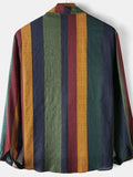 Men's Full Size Contrast Striped Button Down Shirt Plus Size - Trendsi - Flyclothing LLC