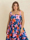 Plus Size Printed Square Neck Cami Dress - Trendsi