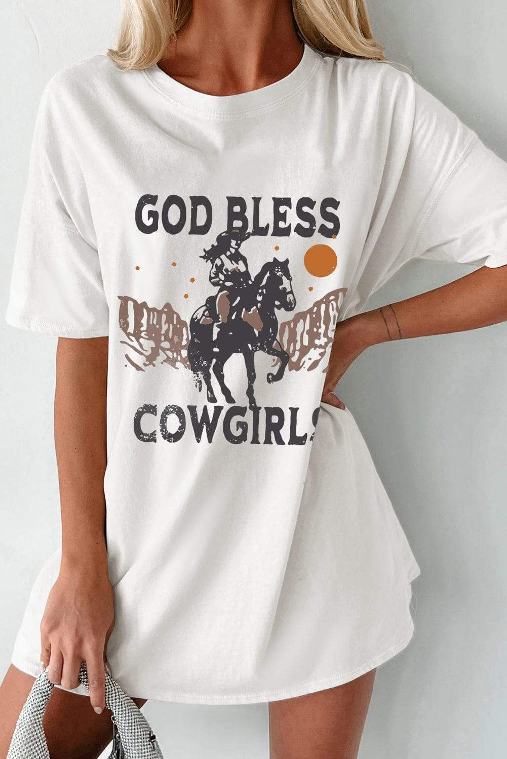 Graphic Round Neck Short Sleeve Oversize T-Shirt - Trendsi - Flyclothing LLC