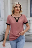 Cutout Round Neck Short Sleeve Top - Trendsi