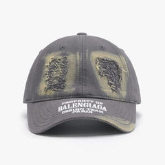 Distressed Letter Cotton Baseball Cap - Trendsi