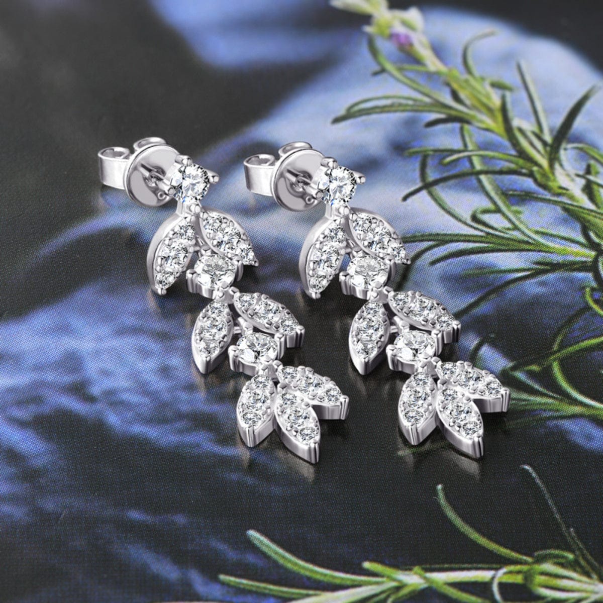 925 Sterling Silver Moissanite Leaf Earrings - Trendsi - Flyclothing LLC