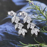 925 Sterling Silver Moissanite Leaf Earrings - Trendsi