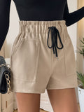 Perfee Frill Drawstring Shorts with Pockets - Trendsi