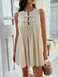 Devine Pleated Sleeveless Mini Dress - Trendsi
