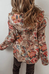 Printed Long Sleeve Hooded Jacket - Trendsi - Flyclothing LLC