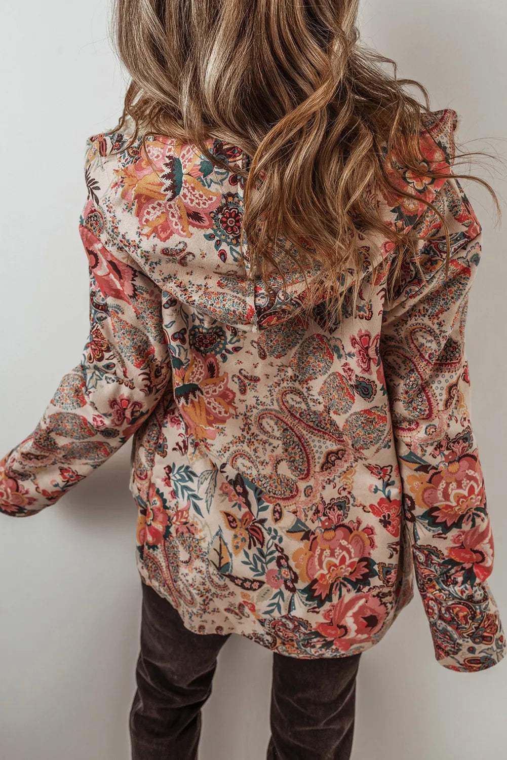 Printed Long Sleeve Hooded Jacket - Trendsi - Flyclothing LLC