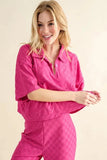 And The Why Brushed Texture Checker Board Pattern Casual Top - Trendsi