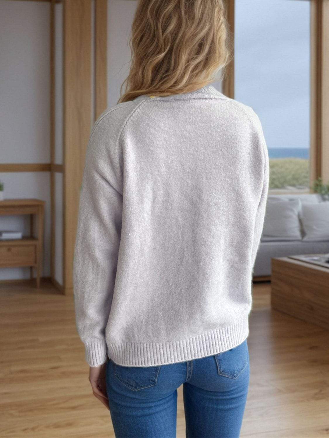 Mock Neck Long Sleeve Sweater - Trendsi - Flyclothing LLC