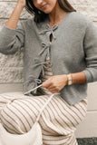 Bow Round Neck Long Sleeve Cardigan - Trendsi - Flyclothing LLC