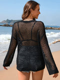 Heart Openwork Long Sleeve Cover-Up - Trendsi