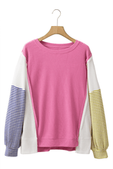 Exposed Seam Contrast Long Sleeve Sweatshirt - Trendsi - Flyclothing LLC