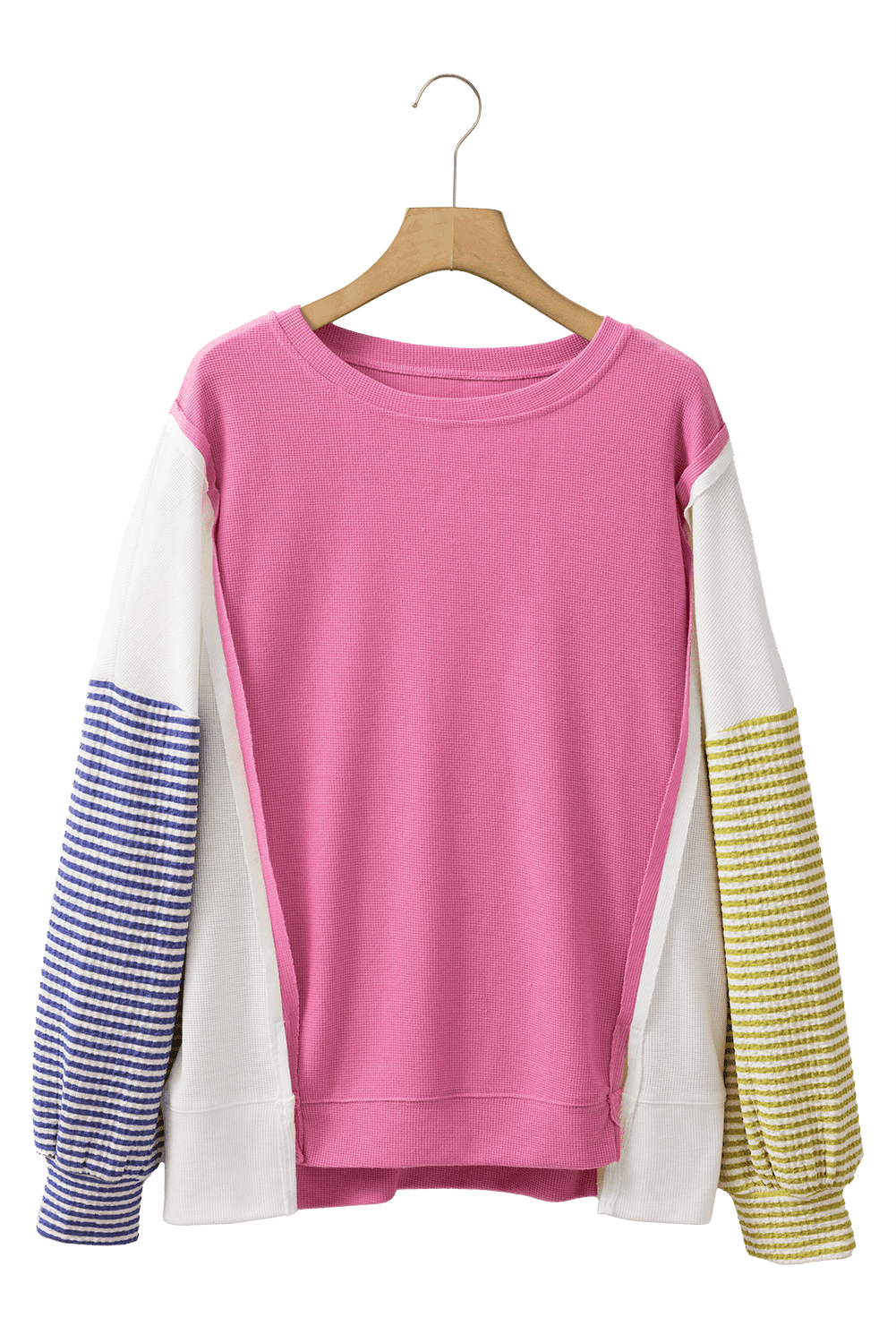 Exposed Seam Contrast Long Sleeve Sweatshirt - Trendsi - Flyclothing LLC