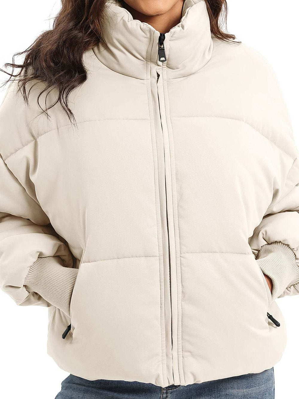 Zip Up Turtleneck Long Sleeve Winter Coat - Trendsi - Flyclothing LLC