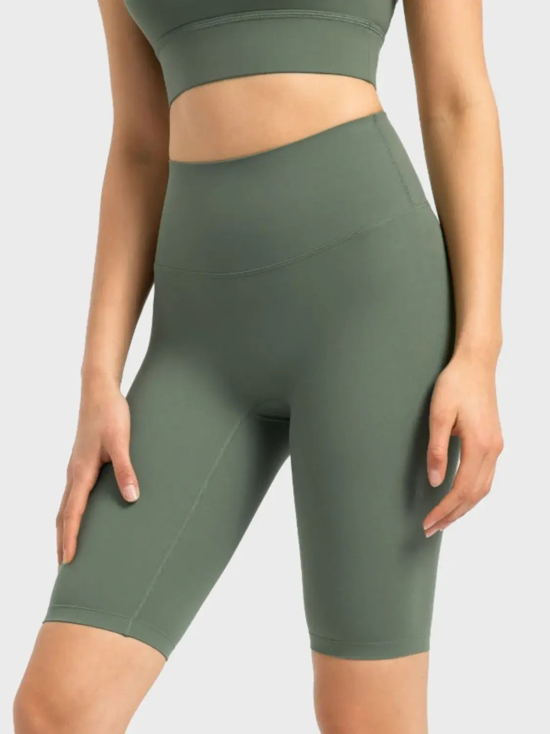 Millennia High Rise Wide Waistband Active Shorts - Trendsi - Flyclothing LLC