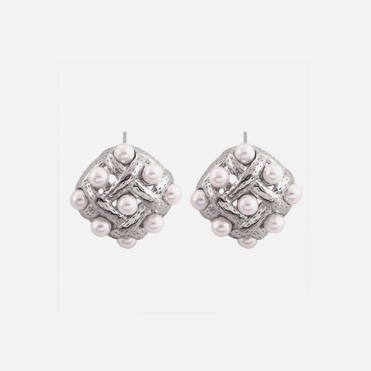 Copper Shell Pearl Stud Earrings - Trendsi - Flyclothing LLC