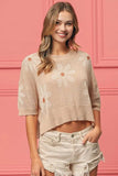 BiBi Floral Pattern Slit Sweater - Trendsi - Flyclothing LLC