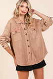 Mittoshop Mineral Wash French Terry Elbow Patch Shacket - Trendsi - Flyclothing LLC
