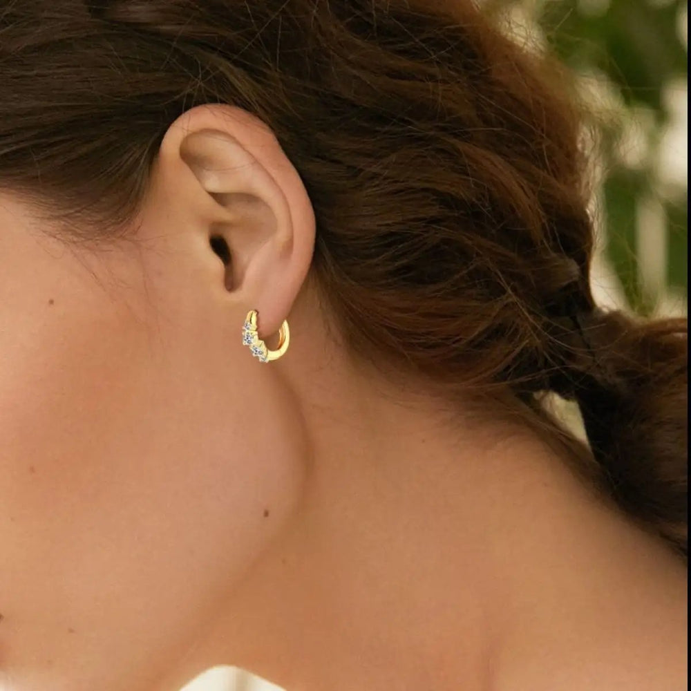 925 Sterling Silver Moissanite Huggie Earrings - Trendsi