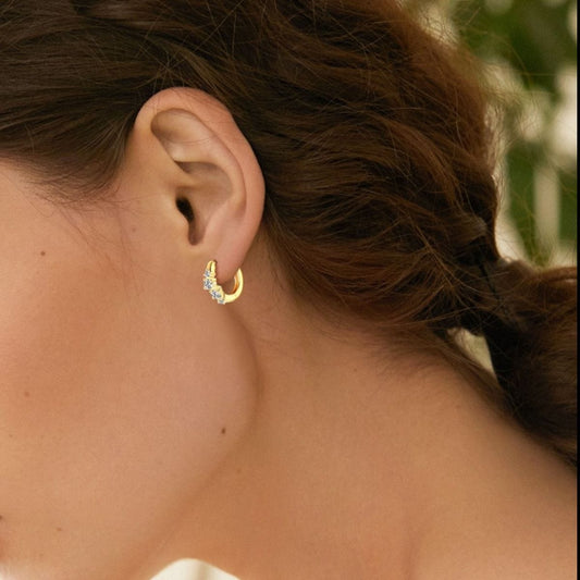 925 Sterling Silver Moissanite Huggie Earrings - Trendsi