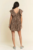 Davi & Dani Animal Printed Velvet Ribbon Mini Dress - Trendsi - Flyclothing LLC