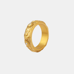 Titanium Steel Inlaid Zircon Embossed Ring - Flyclothing LLC
