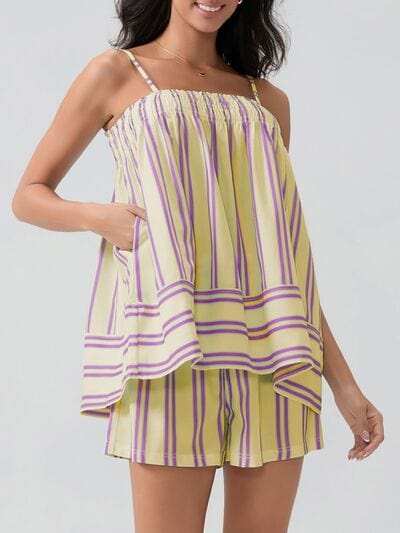 Smocked Square Neck Cami and Shorts Set - Trendsi - Flyclothing LLC