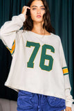 Number 76 Round Neck Long Sleeve Top - Trendsi - Flyclothing LLC
