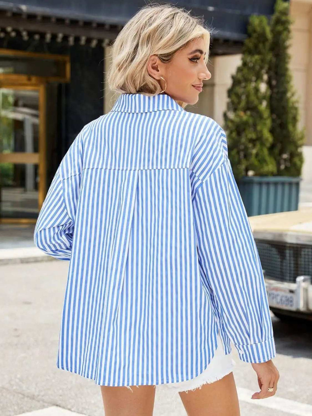 Striped Button Up Long Sleeve Shirt - Trendsi - Flyclothing LLC