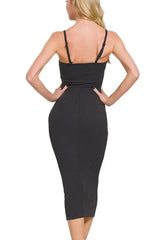 Zenana Ribbed Bodycon Midi Dress - Trendsi - Flyclothing LLC