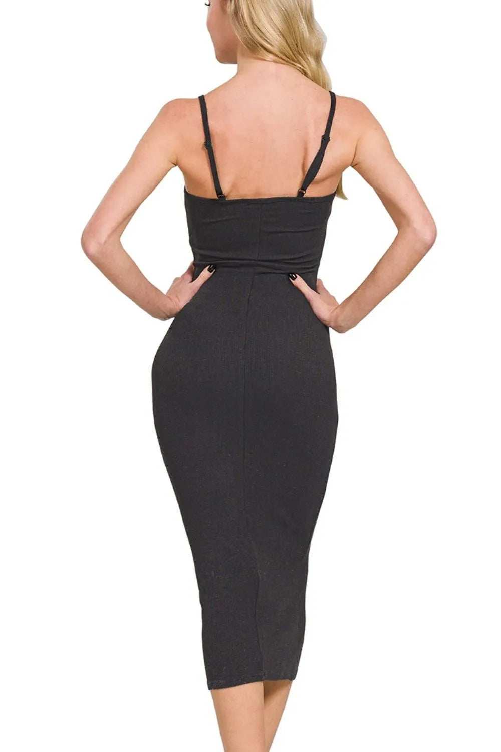 Zenana Ribbed Bodycon Midi Dress - Trendsi - Flyclothing LLC
