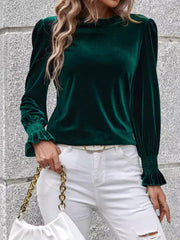 Lovelet Round Neck Flounce Sleeve Top - Trendsi