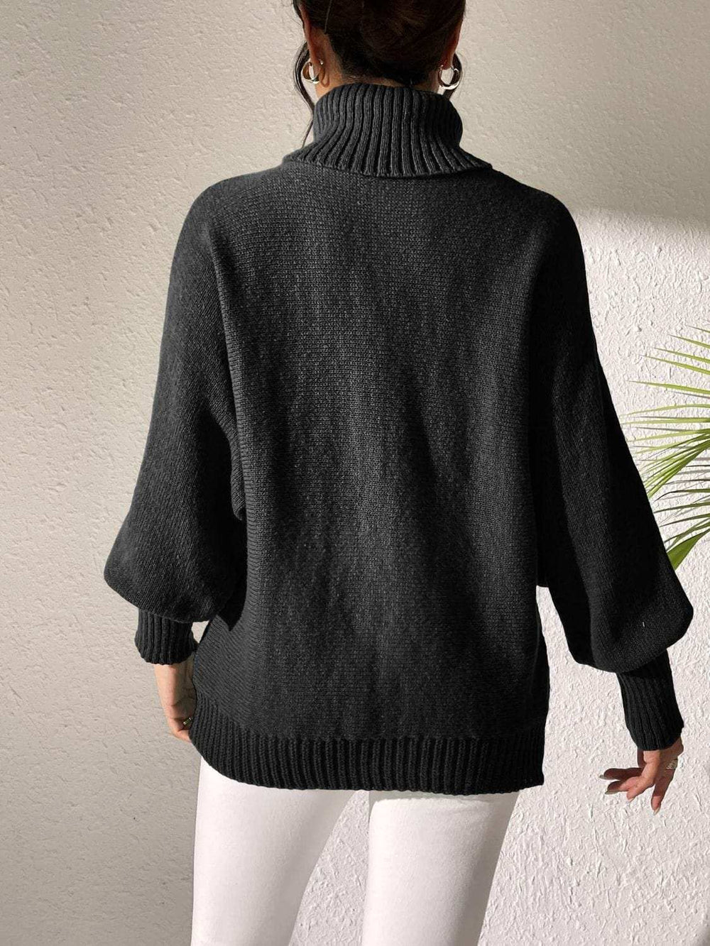Lip Turtleneck Long Sleeve Sweater - Trendsi - Flyclothing LLC